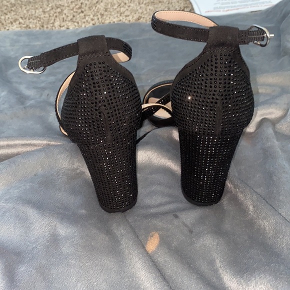 BLACK RHINESTONE HEELS - Picture 3 of 3
